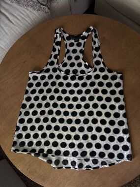 Apostrophe Black & White Polka Dot Racerback SHEER Tank Top - Women